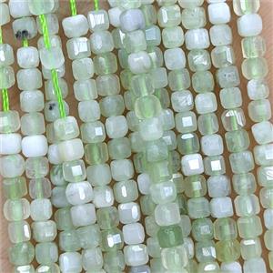 Natural Green New Mountain Jade Beads Faceted Cube, approx 3mm