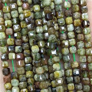 Natural Green Garnet Beads Faceted Cube, approx 3mm