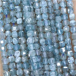 Natural Blue Zircon Beads Faceted Cube, approx 3mm