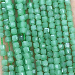 Natural Green Angelite Beads Faceted Cube, approx 3mm