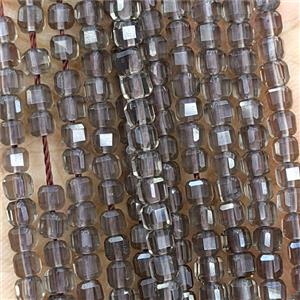 Smoky Quartz Beads Faceted Cube, approx 3mm