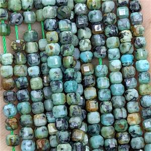 Natural Green African Turquoise Beads Faceted Cube, approx 3mm