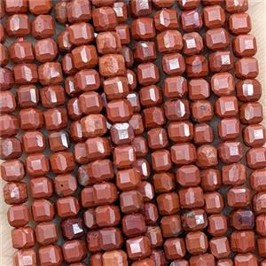 Natural Red Jasper Beads Faceted Cube, approx 3mm