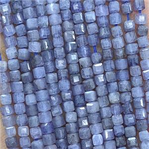 Natural Tanzanite Beads Blue AA-Grade Faceted Cube, approx 3mm