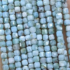 Natural Blue Larimar Beads AA-Grade Faceted Cube, approx 3mm