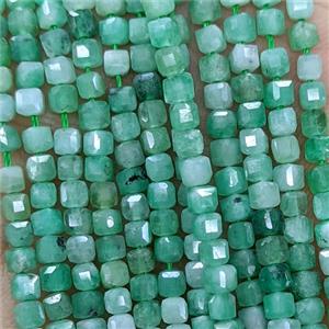 Natural Green Emerald Beads AAA-Grade Faceted Cube, approx 3mm
