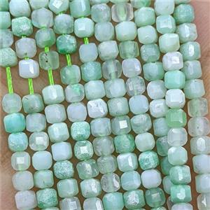 Natural Green Australian Chrysoprase Beads Faceted Cube, approx 3mm