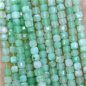 Natural Green Australian Chrysoprase Beads AA-Grade Faceted Cube, approx 3mm