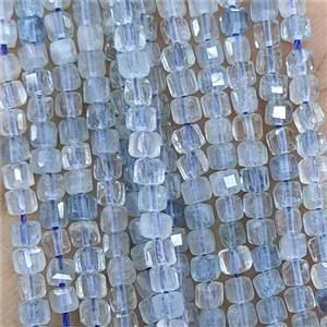 Natural Blue Topaz Beads AA-Grade Faceted Cube, approx 3mm