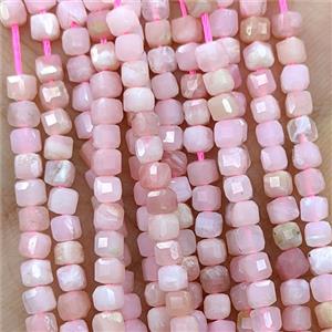 Natural Pink Opal Beads AA-Grade Faceted Cube, approx 3mm