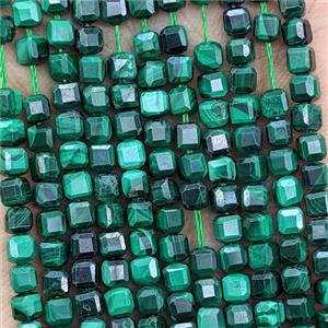 Natural Green Malachite Beads Faceted Cube, approx 3mm