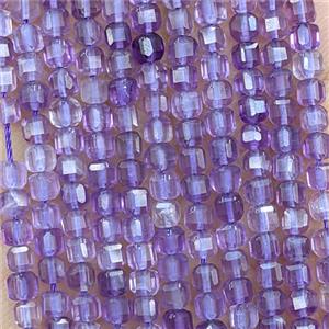 Natural Amethyst Beads Lt.purple Faceted Cube, approx 3mm