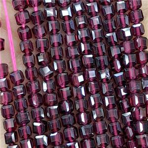 Natural Red Garnet Beads Faceted Cube, approx 3mm