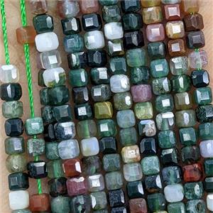 Natural Indian Agate Beads Multicolor Faceted Cube, approx 3mm