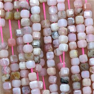 Natural Pink Opal Beads Faceted Cube, approx 3mm