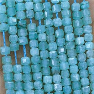 Green Amaznite Beads Faceted Cube, approx 3mm