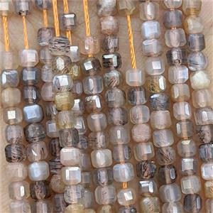 Natural Moonstone Beads Multicolor Faceted Cube, approx 3mm