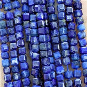 Natural Lapis Lazuli Beads Blue Faceted Cube Undye, approx 3mm