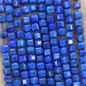 Blue Lapis Lazuli Beads Dye Faceted Cube, approx 3mm