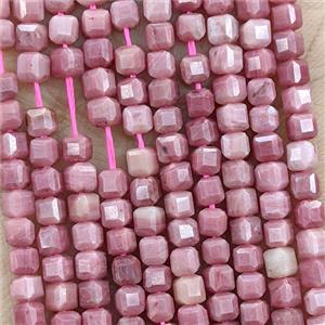 Natural Pink Wood Lace Jasper Beads Faceted Cube, approx 3mm