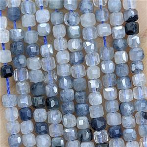 Blue Rutilated Quartz Beads Faceted Cube, approx 3mm
