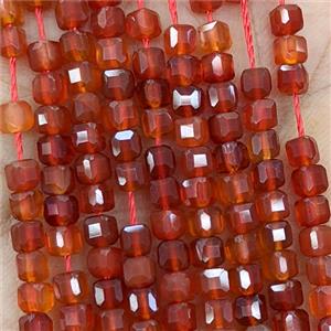 Red Carnelian Agate Beads Faceted Cube, approx 3mm