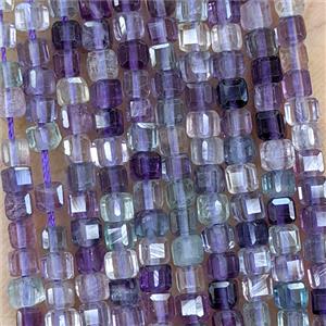 Natural Purple Fluorite Beads Faceted Cube, approx 3mm