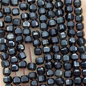 Black Ice Obsidian Beads AB-Grade Faceted Cube, approx 3mm