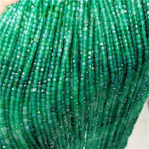 Natural Green Agate Beads Dye Faceted Cube, approx 3mm
