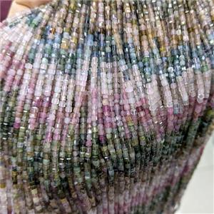 Natural Tourmaline Beads Multicolor Faceted Cube, approx 3mm