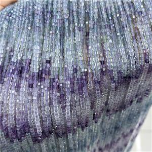 Natural Fluorite Beads Faceted Cube Multicolor, approx 3mm
