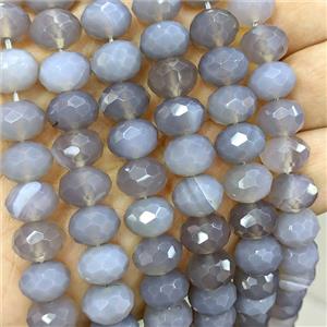 Natural Gray Agate Beads Faceted Rondelle, approx 8x12mm
