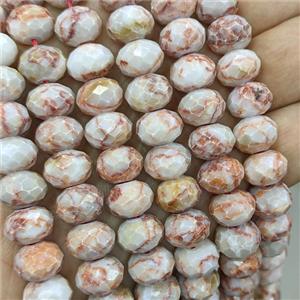 Red Silk Jasper Beads Faceted Rondelle, approx 8x12mm