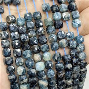 Darkblue Tourmaline Beads Faceted Cube, approx 6-7mm