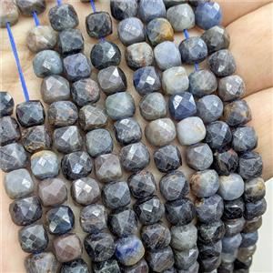 Natural Sapphire Beads C-Grade Faceted Cube, approx 6-7mm