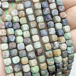 Natural Turquoise Beads C-Grade Faceted Cube, approx 6-7mm