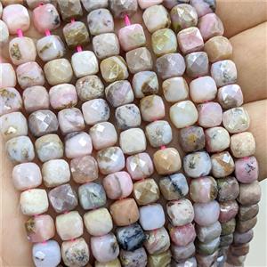 Natural Pink Opal Beads AB-Grade Faceted Cube, approx 6-7mm