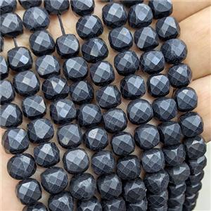 Black Shungite Beads Faceted Cube, approx 7-8mm