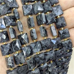Natural Black Labradorite Square Beads Faceted, approx 10mm
