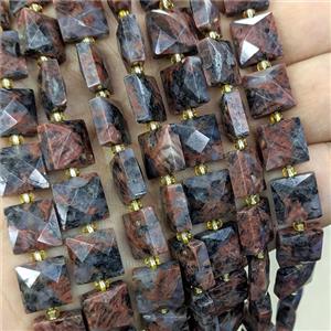 Natural Red Labradorite Square Beads Faceted, approx 10mm
