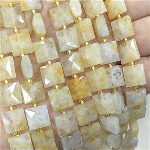 Natural Yellow Aventurine Square Beads Faceted, approx 10mm
