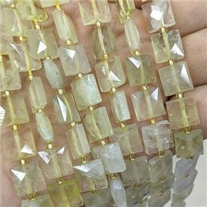 Natural Lemon Quartz Square Beads Faceted, approx 10mm