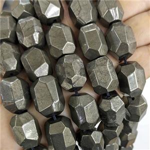 Natural Pyrite Beads Faceted Tube, approx 16-20mm