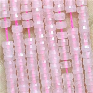 Natural Pink Rose Quartz Heishi Beads Faceted, approx 2-4mm