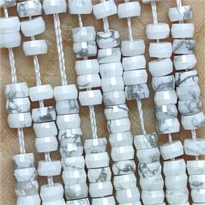 Natural White Howlite Turquoise Heishi Beads Faceted, approx 2-4mm