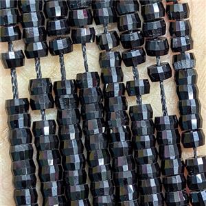 Natural Black Obsidian Heishi Beads Faceted, approx 2-4mm