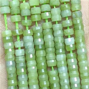 Green Chinese Nephrite Jade Heishi Beads Faceted, approx 2-4mm