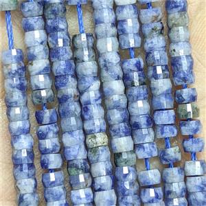 Natural Blue Dalmatian Jasper Heishi Beads Faceted, approx 2-4mm