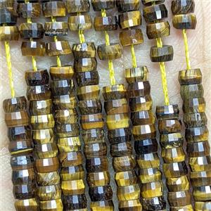 Natural Tiger Eye Stone Heishi Beads Faceted, approx 2-4mm