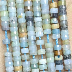 Natural Chinese Amazonite Heishi Beads Faceted Multicolor, approx 2-4mm